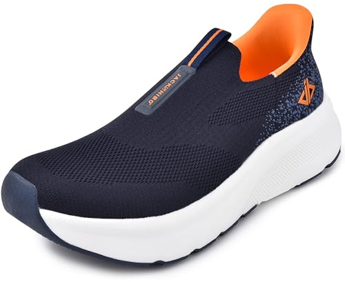 JACKSHIBO Hände frei Slip in Herren Schuhe Slip on Sneakers Fußbogenstütze Orthopädische Schuhe Memory Foam Walkingschuhe Mit Weite Zehenbox Nullabsatz Sohlen,Blau,43 EU