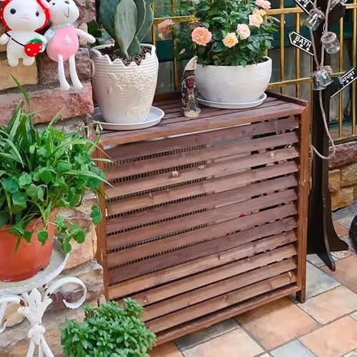 Outdoor Klimaanlage Abdeckung, Schutzgitter aus Holz für den Außen, Verkleidung Außengerät für Wärmepumpe Klimagerät, Sichtschutz Sonnenschutz Dekorative Zaun für Außenklimaanlage Garten(100*43*94cm)