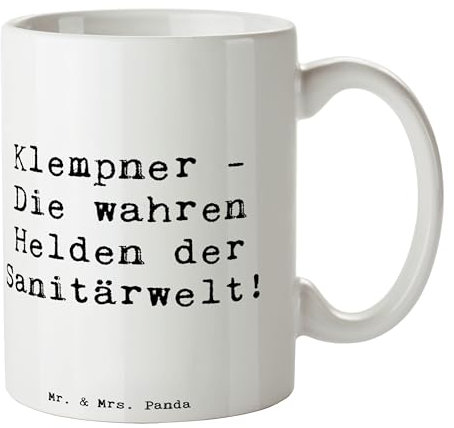 Mr. & Mrs. Panda Tasse Spruch Klempner Helden - Geschenk, Alltagshelden, Berufsgestaltung, Teetasse, Berufe, Installateur, Leitungen instand halten,