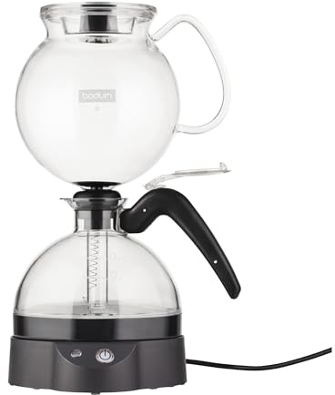 Bodum EPebo - Caffettiera elettrica sottovuoto da 34 once, caraffa in plastica Tritan senza BPA, imbuto in vetro borosilicato ad alto calore con controllo della temperatura