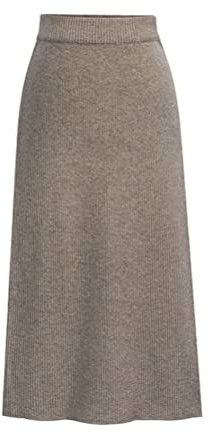 Onsoyours Gonna in Maglia Donna Elegant a Tubino Con Spacco Lunga per Autunno e Inverno Spessa a Vita Alta Elastica A Linea Tinta Unita Vintage A Cachi XXL