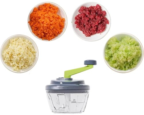 SPXTOM Hachoir à ail Multifonction Coupe-Oignon, Presse-ail Manuel avec poignée, for oignons, ail, poivrons, Carottes, Gingembres, Fruits, 500-900 ML(12.5 * 19.5cm)