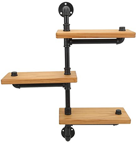 Rustikales industrielles Rohrregal-Set mit Holzregalen, Wandmontage, schwebende Regale für Badezimmer, Schlafzimmer, Wohnzimmer, DIY-Aufbewahrungsregal (gerades Leiter-Design)