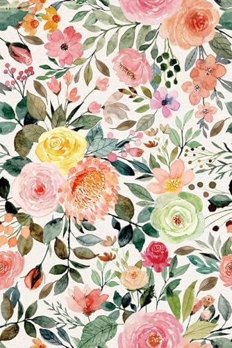 SOEWIOU Tapete zum Abziehen und Aufkleben, rosa und grün, Aquarell-Blumen-Tapete, 44,5 x 300 cm, Schlafzimmer, Wohnzimmer, Schrank, Badezimmer, wasserdicht, selbstklebende Vinyltapete