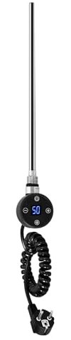 Heilmetz Elemento Calefactor 1200W con Termostato para radiador toallero electrico y Calientatoallas con Temperatura Ajustable y Función de Temporizador, Diseño Negro, en Acero Inoxidable