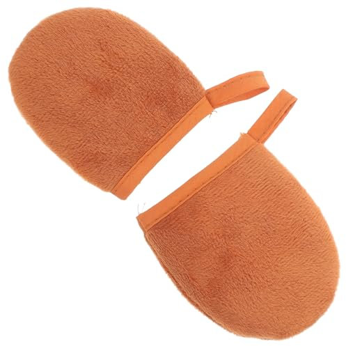 HAPINARY Guantes Autobronceadores 2 Unidades Tamaño Mediano De Material Afelpado Marrón Para Aplicación Uniforme De Loción Corporal y Uso Cuidado Personal