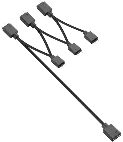 YAODHAOD 5 V 3-polig ARGB Splitter-Kabel & Verlängerungskabel，1-zu-3/4/6 Splitter， für CPU-Kühler 5 V Lüfter LED Lichtstreifen (1 zu 6, ARGB schwarz)
