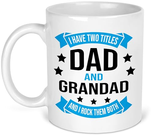 Chicken Craft Dad and Grandad Mug - Funny Fathers Day Gift - I Have Two Titles and Rock Them Both - Birthday Present for Grandpa - 11oz Ceramic Coffee Cup
