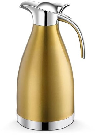 Brocca isolata, caffettiera da tè e caffè, 2 l, isolamento sottovuoto, doppia parete, in acciaio inox, caraffa per acqua, caraffa termica