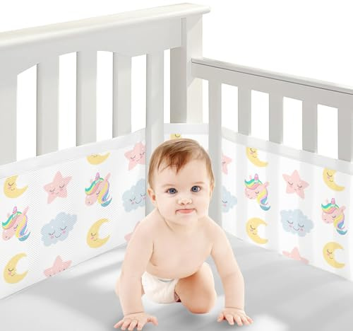Bizcasa 2 Stück Bettumrandung Babybett,Babybett Umrandungen Breathable Netzgewebe Umrandungen,4-Seitiges Netzfutter, Kinderbett Schutz für Kinderbetten-Verstellbar,Abnehmbar -340cmx30cm + 160cmx30cm