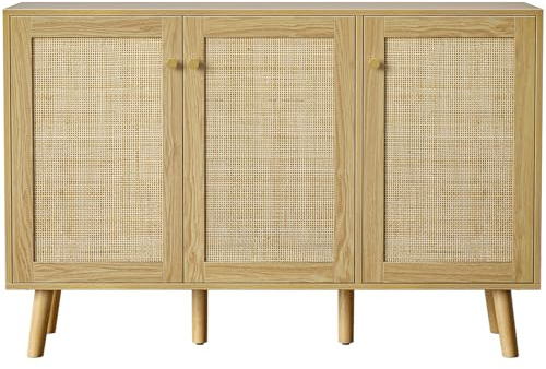 Skokliz Aparador Buffet 3 Puertas Aparador para Salón Moderno con Estantes Ajustables, Armario de Almacenamiento para Comedor Entrada Mueble para TV 120x40x82 cm para Cocina, Entrada, Dormitorio