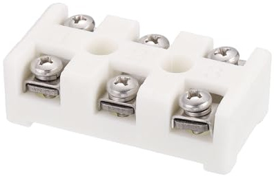 sourcing map Bloques de terminales de cerámica de 3 vías, 30 A, 110 V-600 V, conectores eléctricos de cerámica de porcelana de alta temperatura con conductores de acero inoxidable de 60 x 30 x 20 mm