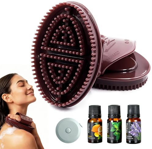 2 Pcs Meridian Brush, Dual-Use Body Brush for Deep Cleansing, Exfoliating, Firming & Lymphatic Drainage, Body Shaping and Muscle Relaxation, TPU SPA Massage Tool, A Thoughtful Gift for Her