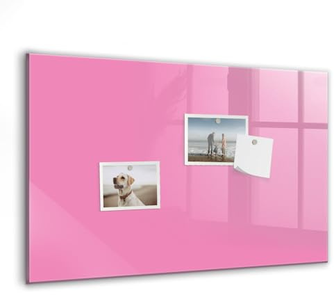 Magnetisches Glas-Whiteboard mit Neodym-Magneten | Premium Glastafel für Wandmontage | Beschreibbar, leicht zu reinigen & perfekt für Büro oder Küche - 60x40cm Rosa Farbe