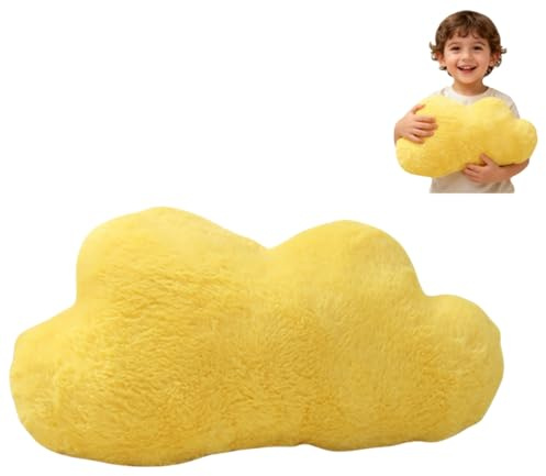 Generisch Kuschelkissen Kinder Wolkenkissen Dekokissen Weiche Flauschige Mond Sternform Zierkissen Sofakissen, Plüsch Kissen für Kinderzimmer Schlafzimmer Deko (44 cm Gelbe Wolken)