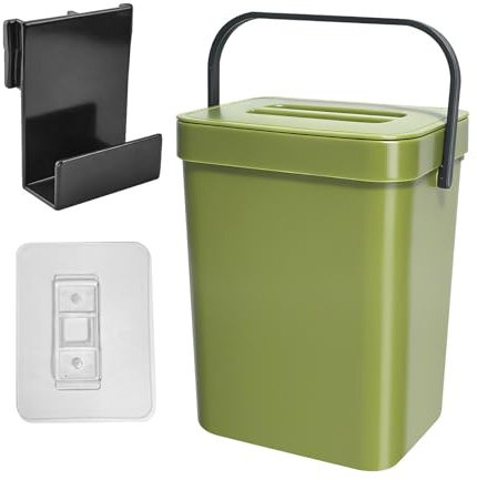 LINLINOI Hängender Mülleimer 5L mit Deckel, Platzsparender Küchenmülleimer zum Aufhängen, Kunststoff Abfallbehälter für Küchenschrank & Arbeitsfläche