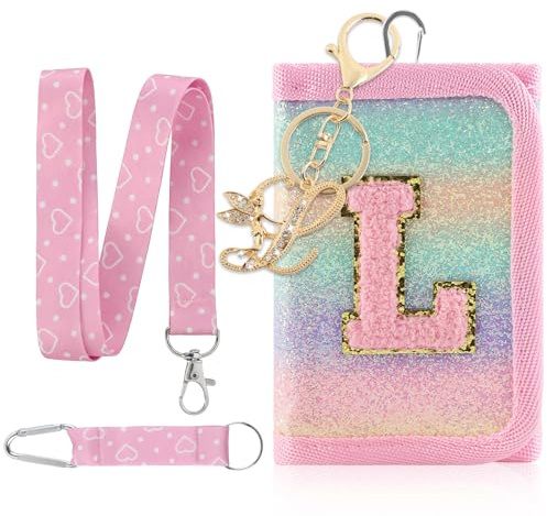 GmeDhc Kinder Brustbeutel, Kinder Portemonnaie Mädchen Rosa Buchstaben A-Z | Zum Umhängen/zum Aufhängen/mit Schlüsselanhänger/Geburtstagsgeschenk für Kinder/personalisiertes Geschenk