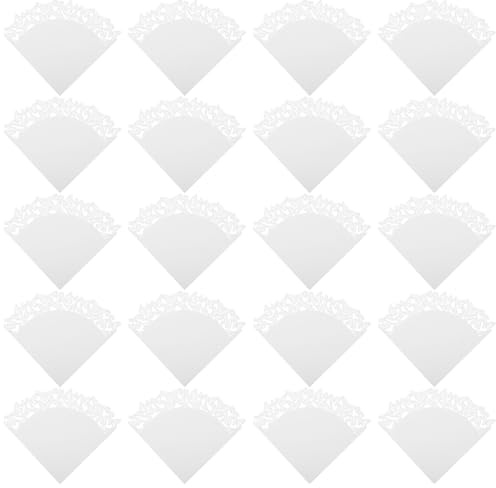 DIYEAH Weiße Konfetti Tüten mit Schmetterlingsspitze 20 Stück Papierblumen Tüten für Hochzeiten Blütenblatthalter Tischdekoration und Konfetti Halter für Trauung und Party