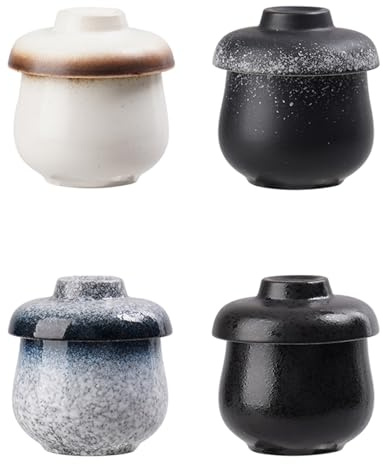 Coquetiers à la vapeur en céramique vintage avec couvercles, bols Chawanmushi de style japonais, cuiseur à œufs polyvalent for cuire les œufs à la vapeur et le pudding