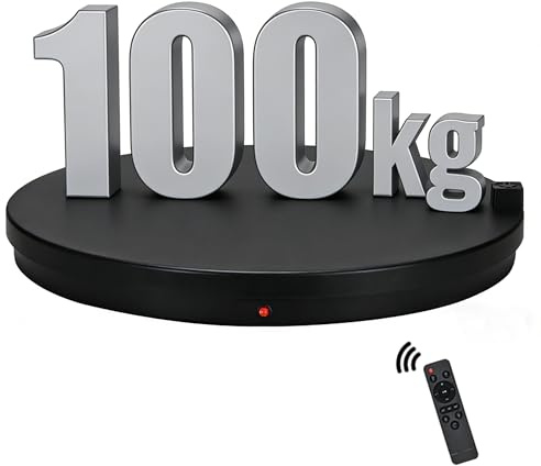 MocArt 6062AR Elektrischer Drehteller, 62 cm Durchmesser, 100 kg Tragfähigkeit, 360° Bidirektionale Drehung, Fernbedienung, Leiser Motor, Für Fotografie & Präsentation (Schwarz)