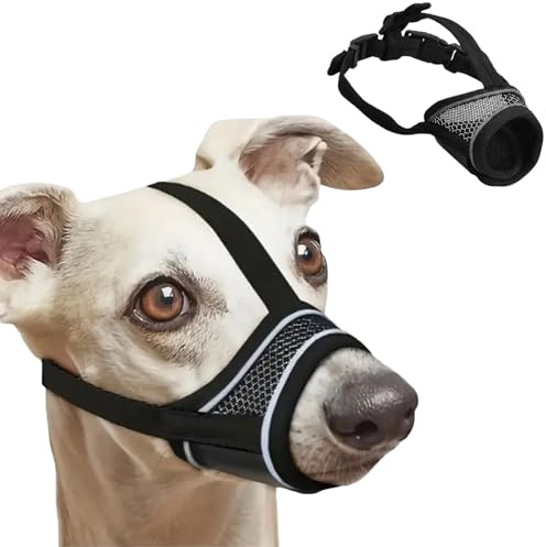 Solvio Soft Dog Muzzle for Small Medium Dogs, Breathable Mesh, Adj Straps | for Preventing Biting Barking and Chewing, Allows Panting and Drinking