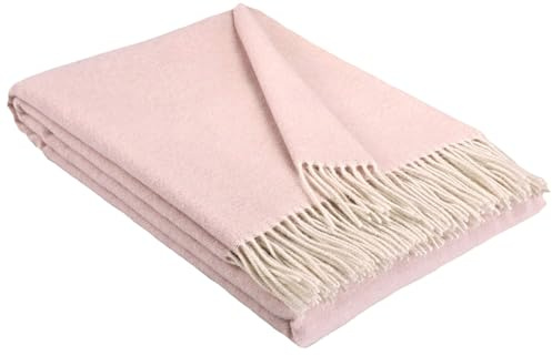 Kashmirfilt, ullfilt, 100 % merinoull – kashmir – mix 140 x 200 cm, mycket mjuk pläd, gosig filt, Faro (rosa)