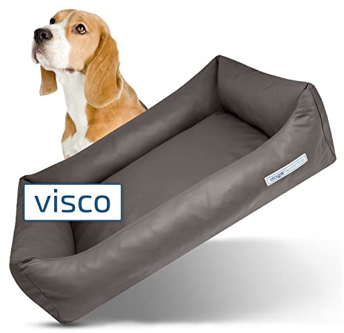 dogsfavorite Hunde-Bett mit Visco-Kissen - waschbares Hundekörbchen - hochwertiges Hundesofa - gelenkschonendes Hundekissen - robuste Hundematte - Taupe - Gr. XL - 130 x 95 cm