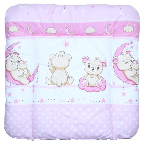Baby Auflage Wickelauflage - BÄRCHEN ROSA - 70x50 cm 70x70 cm 70x85 cm Wickeltischauflage 70x85 cm