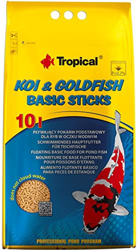 KOI&GOLDFISH BASIC STICKS 10L / 800G - alimento completo e galleggiante per koi, pesci rossi e altre carpe ornamentali allevate in laghetti