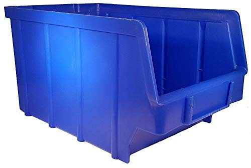 15 Stapelboxen Blau Gr.4 | aus hochwertigem Kunststoff | mit Schildcheneinschub | Lagerkisten | Schraubenbox | Lagerboxen | Sortierbox | Ordnungssystem | Werkstattzubehör | Made in Germany