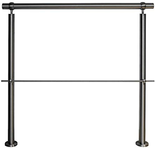 TIBU Edelstahl Geländer V2A für Balkon Terrasse Treppe mit waagerechten Streben, Aufmontage 0,6m-6m