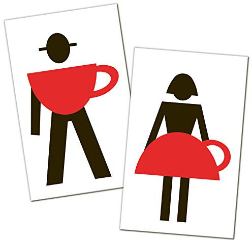 Logbuch-Verlag 2 placas WC puerta de baño de aluminio 10 x 16 cm negro y rojo hombre mujer - cartel wc puerta original - pegatina puerta baño wc