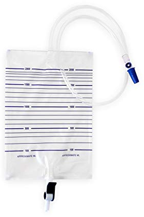 5pcs Pack Urine Drainage Bag 2000ml Capacity STERILE Overnight Urine Bags with Lever Tap Valve and 90cm Tube Drainable Urinary Bags - Non-Latex Bedside Urinary Night Bags