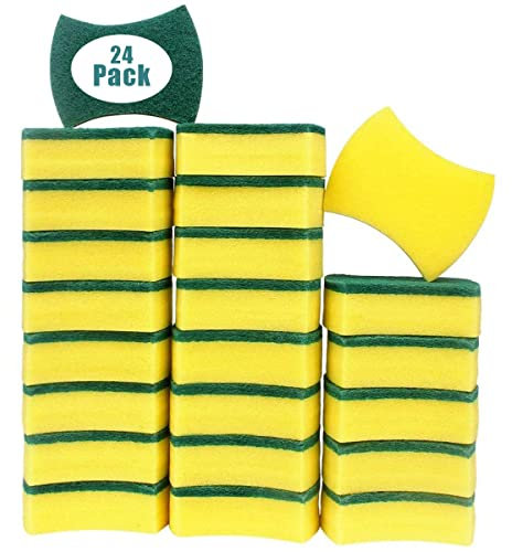 24 Pack Kitchen Cleaning Sponges SZHTFX Sponge Scrubber Non Scratch for Kitchen Multi-Purpose Washing Up Pads for Pan,Garage, Bathroom, Furniture, Dishes, Car&Steel Wash