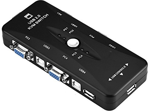 Conmutador KVM USB, 2/4 Puertos 1920 X 1440 VGA USB 2.0 Adaptador Para Compartir Caja De Interruptor Manual, Plug And Play, Soporte Para Juegos En Línea Y Grabadores De Video En Disco Duro(4 puertos)