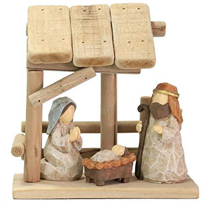 Gereton Traditionelle Krippe Weihnachtskrippe Figur Set Krippe Set Weihnachtskrippe Ornament Krippe Szene Weihnachten Desktop Ornament (16x8.5x17CM)