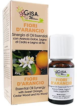 Gisa Wellness - Fiori D’Arancio - Sinergia Avvolgente con Oli Essenziali 100% Puri e Naturali di Arancio Dolce - 10ml - Diffusione per Aromaterapia - Made in Italy
