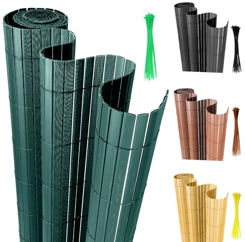SWANEW Canisse en PVC Brise Vue, Intimité Paravent de Jardin, Piscines, Balcon e Terrasse, Décorative Palissade en PVC Résistant aux UV, Coupe-Vent, Résistant aux intempéries, Vert (160 x 300 cm)