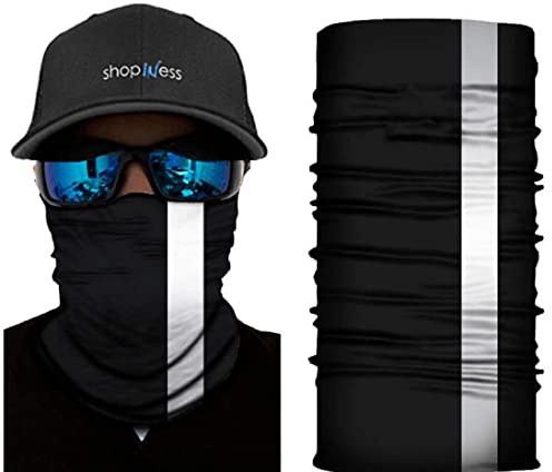 ShopINess multifunktionell tubhalsduk unisex för sport med reflekterande ränder, svart, 26,5 x 50 cm