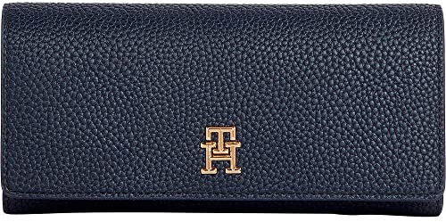 Tommy Hilfiger Damen Portemonnaie TH Emblem Large Flap Wallet Groß, Blau (Space Blue), Einheitsgröße