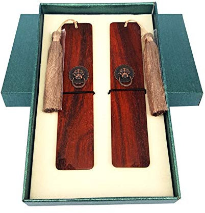 KIZQYN Lesezeichen Holz-Lesezeichen, im chinesischen Stil Jahrgang Lesezeichen, Holz-Lesezeichen mit schönen Quasten, for Freunde und Familie Buch Markierungen