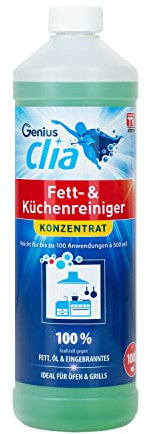 Genius Clia Fett- und Küchenreiniger Konzentrat 1 Liter gegen Fett und Schmutz, effektive Reinigungsmittel Allzweckreiniger