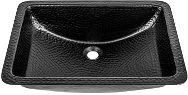 Monarch Abode Bathroom Sink – 21-Inch Venitian Dual Mount Undermount or Drop In Bathroom Sinks, Bathrooms Hand Hammered Matte Black Aluminum Vanity Sink for Countertop, Powder Room, Bath, or Restroom