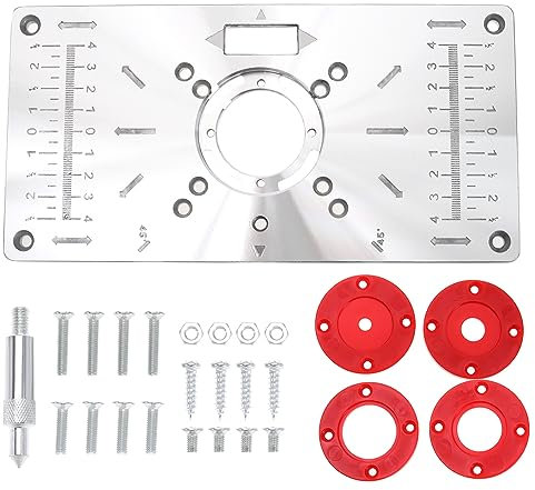 Create idea Router Table Insert Plate Compatible with Makita Routers Aluminum Alloy Trimming Machine with 4X Router Insert Rings 1x Fixing Screws