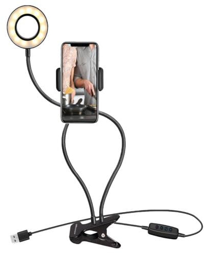 XPRIMEUK 24 LED Black Selfie Ring Light, Hands-Free & 360 Degree Rotatable, Selfie Light, Sturdy and Durable, LED Ring Light for Streaming, TikTok, Zoom, Vlogging, YouTube