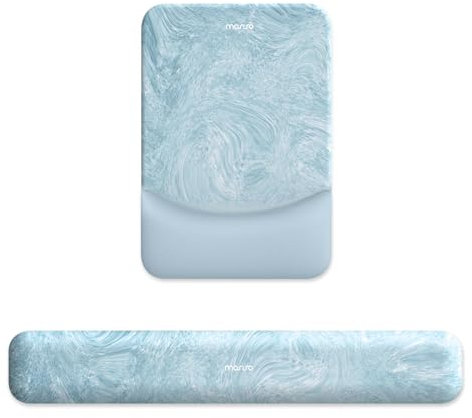 MOSISO Repose-Poignet pour Tapis de Souris & Clavier Set,Ergonomique Mouse Pad Antidérapante Domicile/Bureau Soulagement Douleur,Repose Poignet Surélevé Courbé Mousse à Mémoire, Aigue-marine Tempête