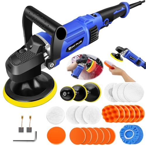 Car Buffer Polisher Machine 1400W, 6 Variable Speed Electric Rotary Polishing Machines Sander with 26 Sanding Buffing Pads, Car Polisher for Car Detailing/Furniture Waxing & Cleaning