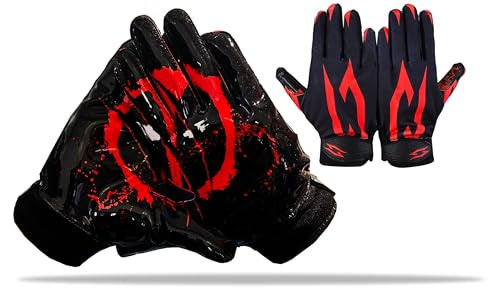 Football Gloves Receiver Ninja Stealth - Battle College Lineman Joker Ninja Stealth Football Gloves Elite Tacky Grip Palms Youth Kids Men Boys