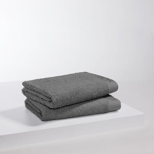 s.Oliver 2 TLG Handtuch Set 50x100cm - 100% Baumwolle, 600 g/m², weich & saugstark, Doppelpack Handtücher grau