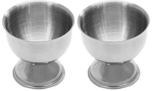 Bonsicoky Lot de 2 coquetiers argentés en acier inoxydable pour œufs durs et mous